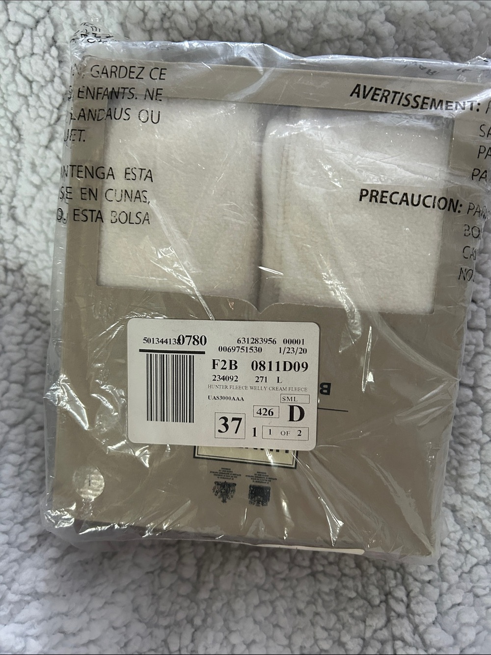 Hunter Cream Fleece Boot Socks - Neutral Cream